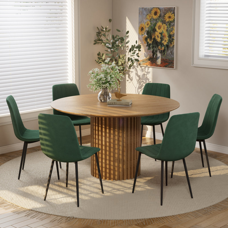Ensemble de table de salle à manger, 7, Vert, Chêne