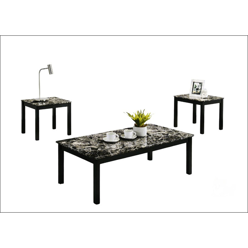 Ensemble de table 3 pièces de style contemporain, Blanc/Noir