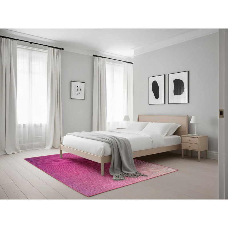 Tapis de zone rose foncé à motifs, Rectangle 5 pi x 7 pi