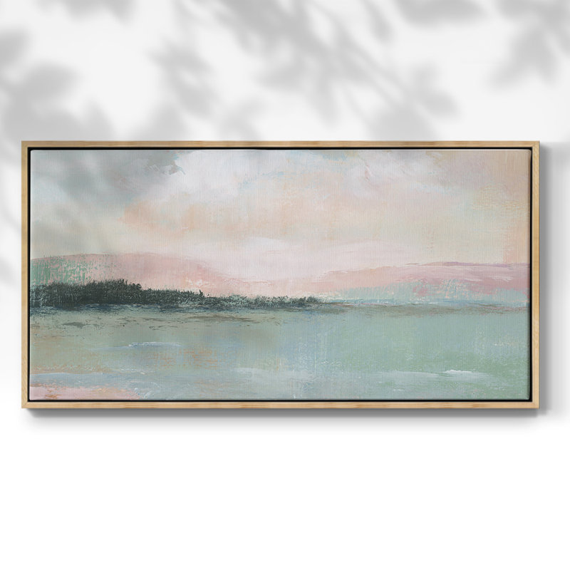 Distant Shore - Toile tendue avec châssis encadré - Prêt à accrocher, Naturel, H 17 po x l 33 po