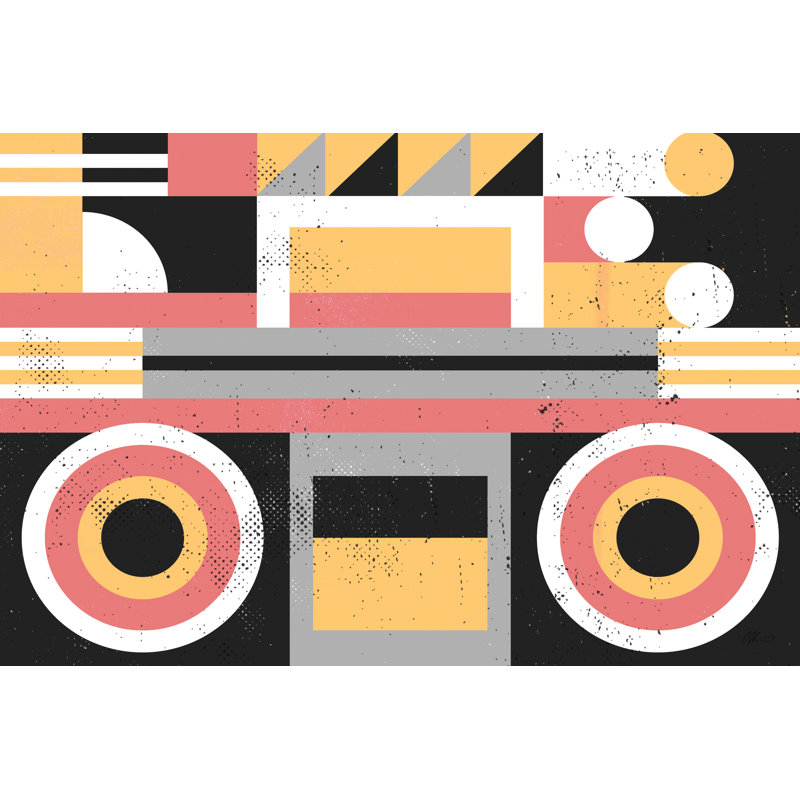Boombox abstrait, H 12 po x l 8 po x P 1,25 po