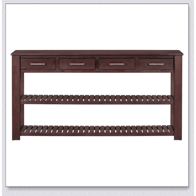 Élégante console d'entrée avec 4 tiroirs et 2 tablettes, parfaite pour organiser et exposer dans des maisons modernes, Brun