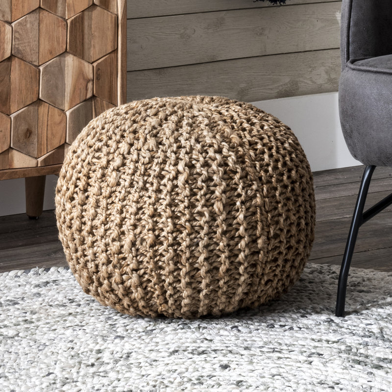 Repose-pieds rond 20 po Tuzluca, Dark Natural Jute