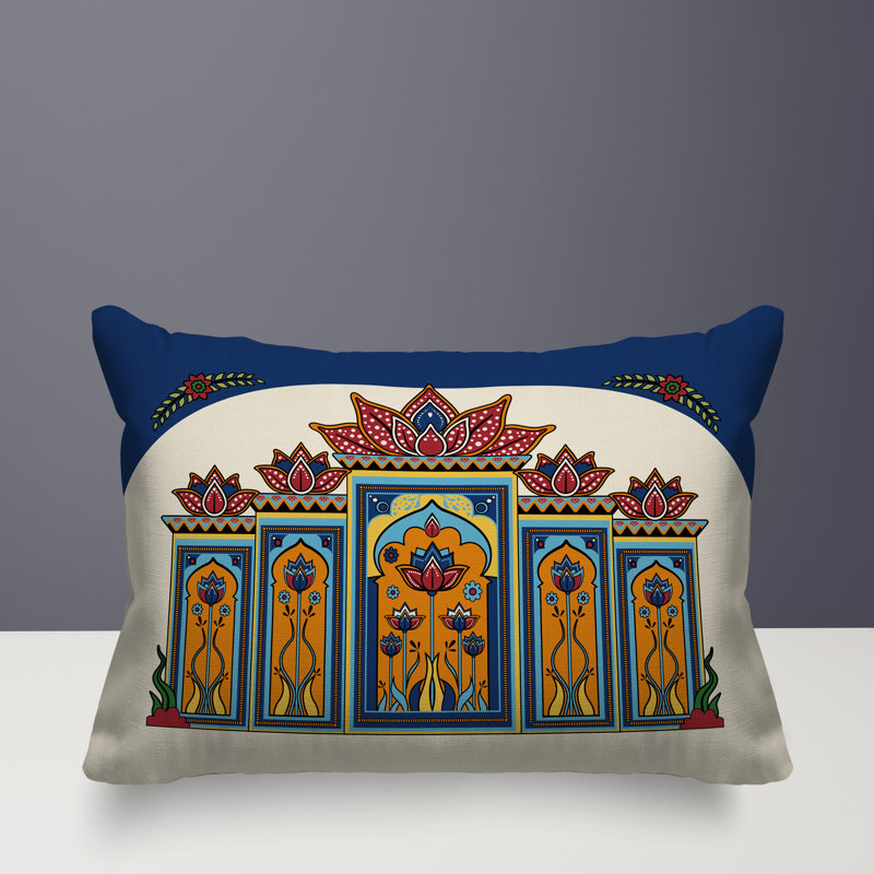 Oreiller rectangulaire réversible intérieur / extérieur Kimaya Lotus Arch, Rectangle H 14 po x l 20 po