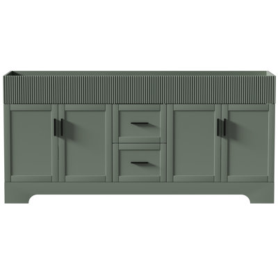 72" Freestanding Double Sink Bathroom Vanity Cabinet Base Only, Hand-Painted, Sink Not Included, Assembly Required