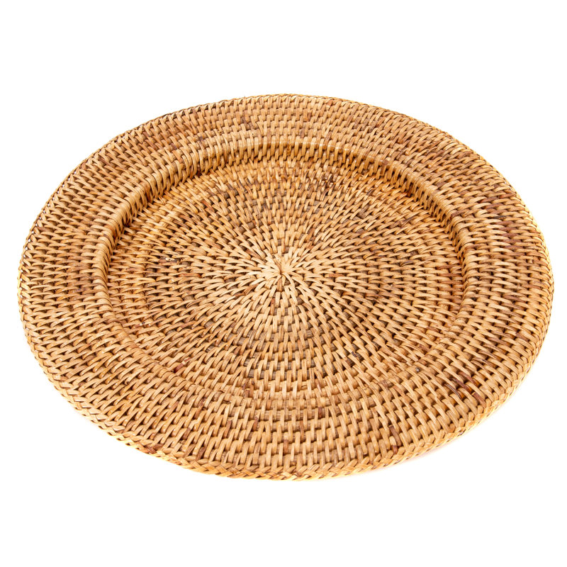 Honey Brown Handwoven Rattan Charger Plate
