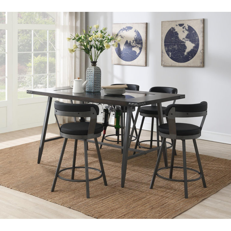 Table et 4 chaises noires, 5 Pieces: Table, 4 Chairs, Black