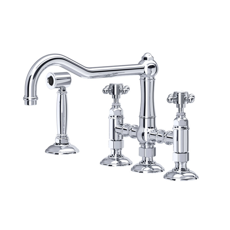 Acqui® Bridge Faucet with Handles, Polished Chrome, Cross Handle