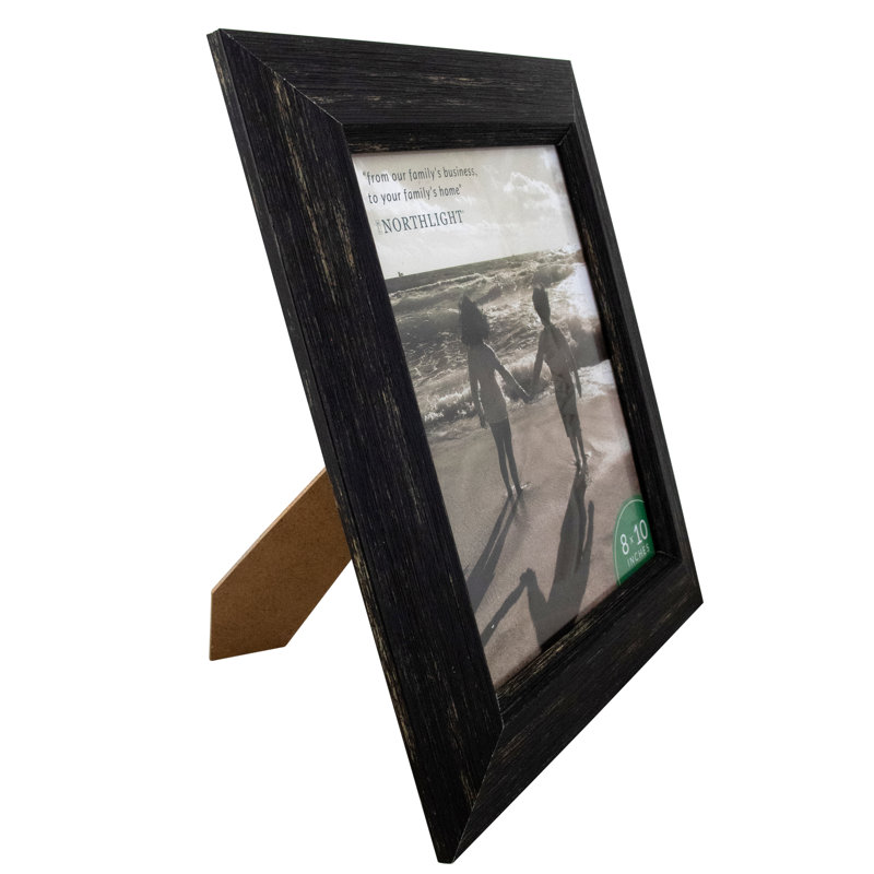 13" Distressed Finish Rectangular 8" x 10" Photo Picture Frame - Black