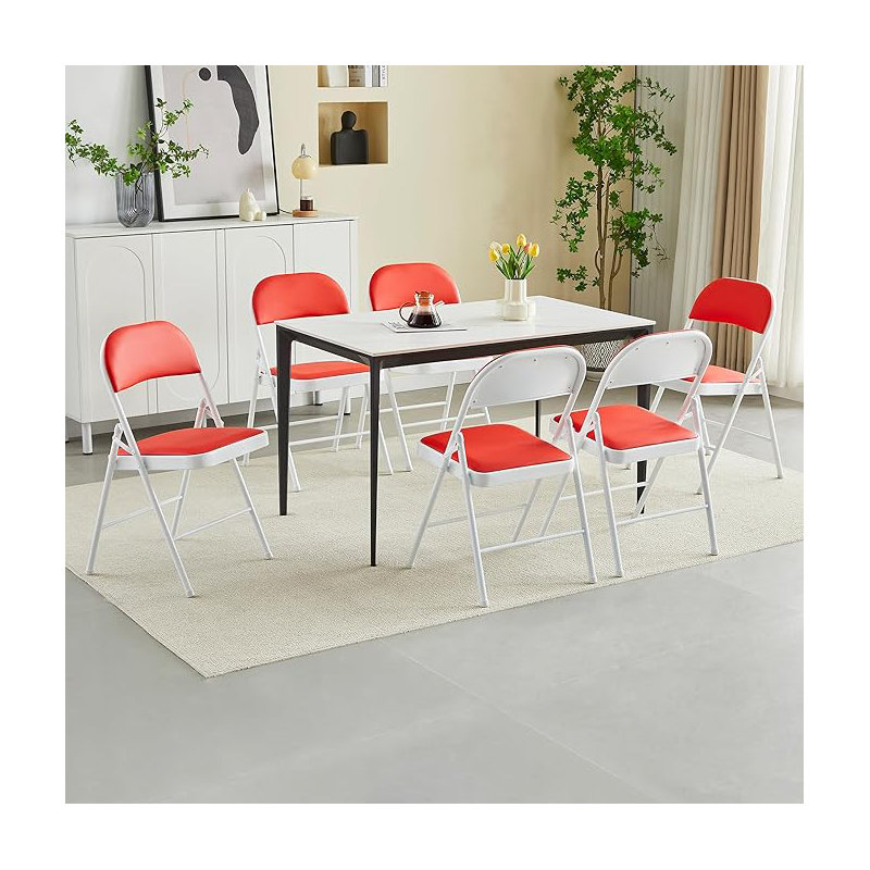 Texian Metal Office Folding Chairs Folding Chair (Set of 6), Red