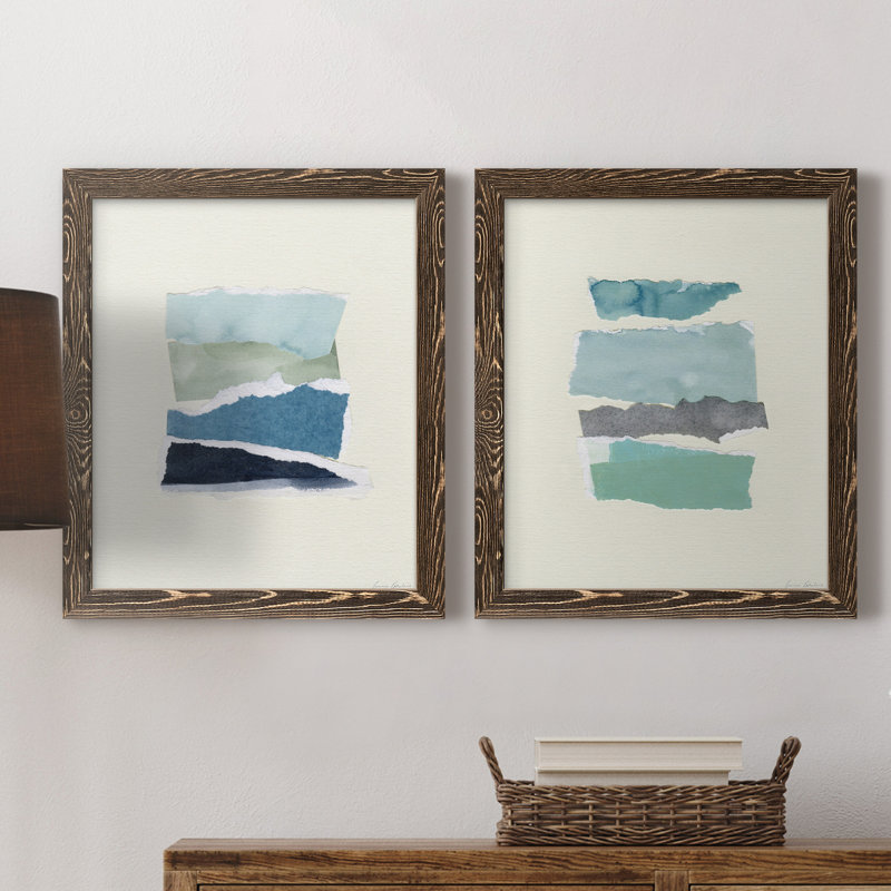 «Seaside Color Study I», ensemble de 2 reproductions d'art sur toile, H 20 po x l 17 po x P 1 po, Toile avec cadre en noyer