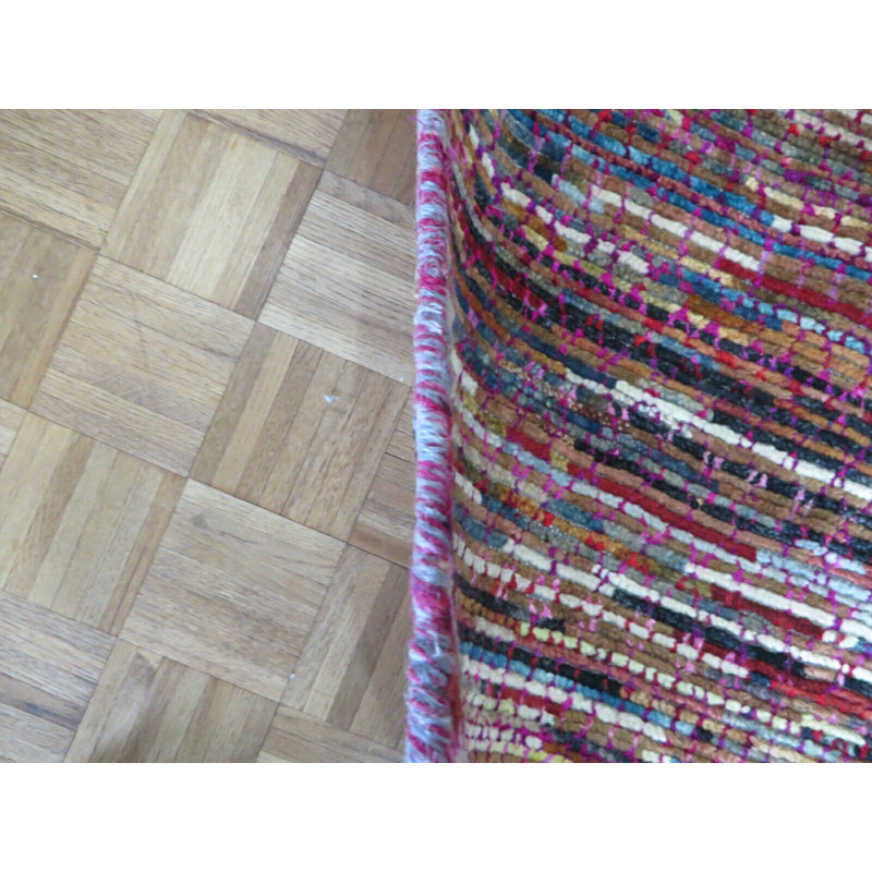 Tapis oriental multicolore en soie noué à la main 8 x 10 po Gabbeh D3BB8DD573E94429B2210F77BBBA8748