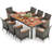Wildon Home® 9 Pieces Outdoor Wicker Dining Set With Acacia Wood Table And 8 Armchairs