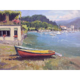 Greek Harbor By John Beard - Gallery Wrapped Canvas Print Print by John Beard