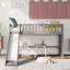 Pour les petites chambres d'enfants, structure de lit mezzanine simple en pin massif gris classique avec glissoire et échelle-86548258