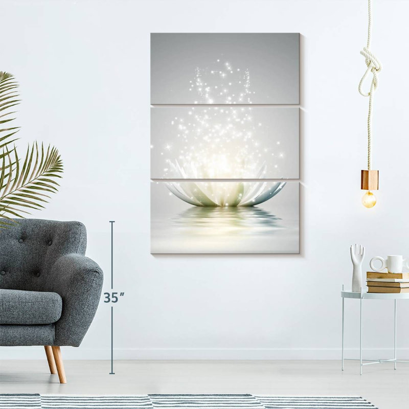 " Lotus Sparkle " 3 - Pieces, 65" H x 42" W x 1.25" D