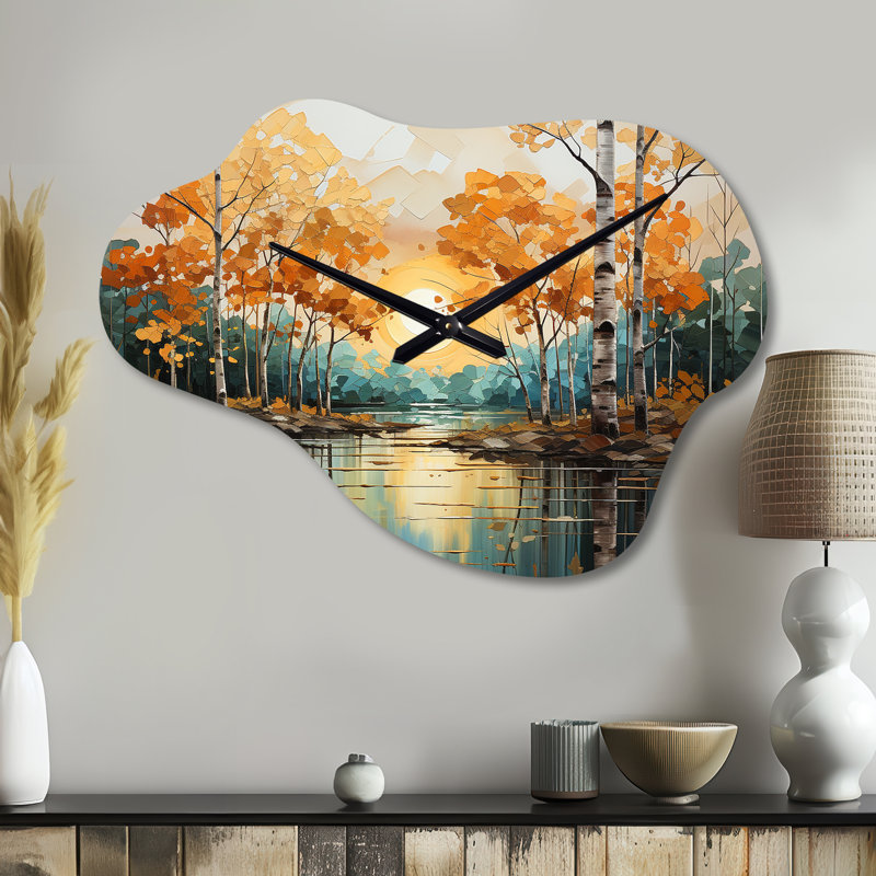 Horloge murale Birch Woods Golden Reflections II - Birch, Grand