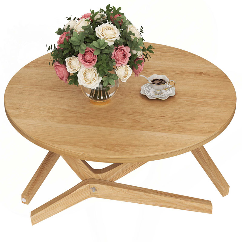 Table basse ronde 2-en-1 avec hauteur réglable, Naturel, H 29,5 po x l 34,5 po x P 34,5 po