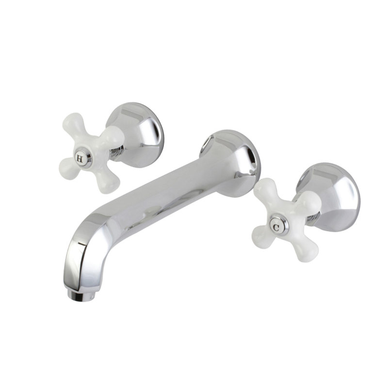 Kingston Brass Metropolitan Two-Handle 3-Hole Wall Mount Bathroom Faucet, Polished Chrome