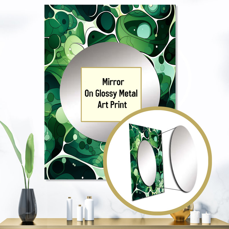 Leibuy Green Popart Techno Tangles - grand miroir en marbre, miroir mural décoratif moderne, impression d'art en métal