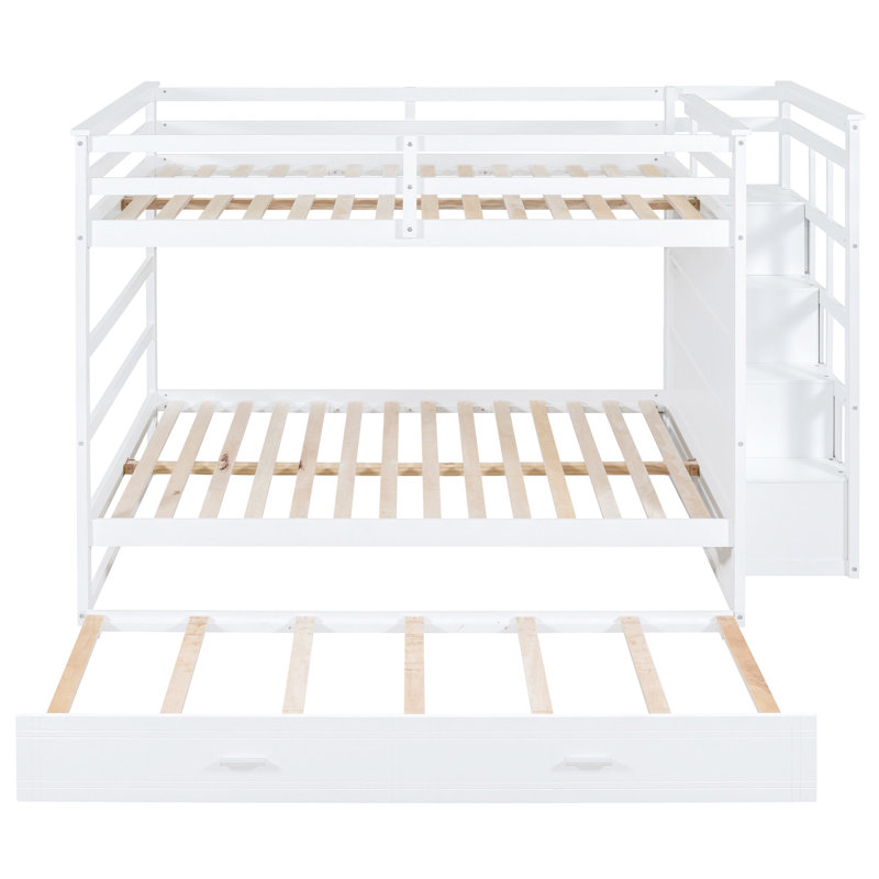 Lit superposé avec lit gigogne et fabrication sécuritaire, Blanc