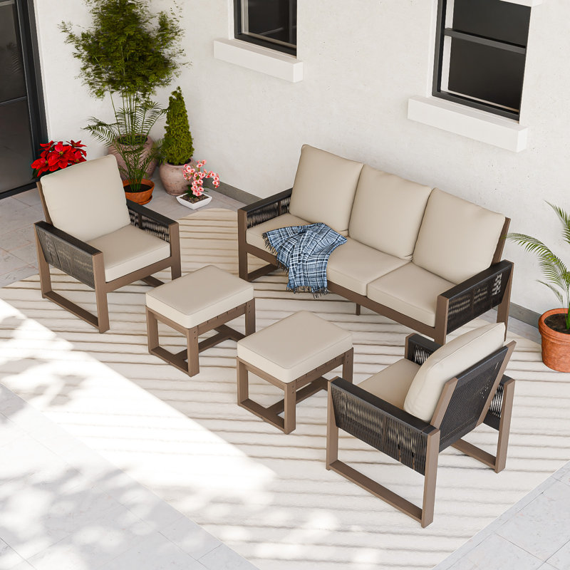 Ensemble de conversation pour 5 personnes, Beige