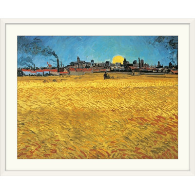 « summer evening, field blé at coucher du soleil, 1888 » par vincent van gogh, reproduction d’art