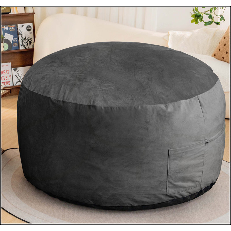 Fauteuil à billes Giant, Velours litchi gris