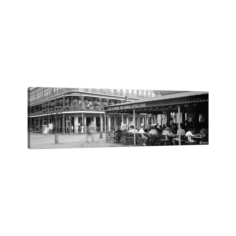 Cafe Du Monde French Quarter New Orleans LA by Panoramic Images - Wrapped Canvas Panoramic Print