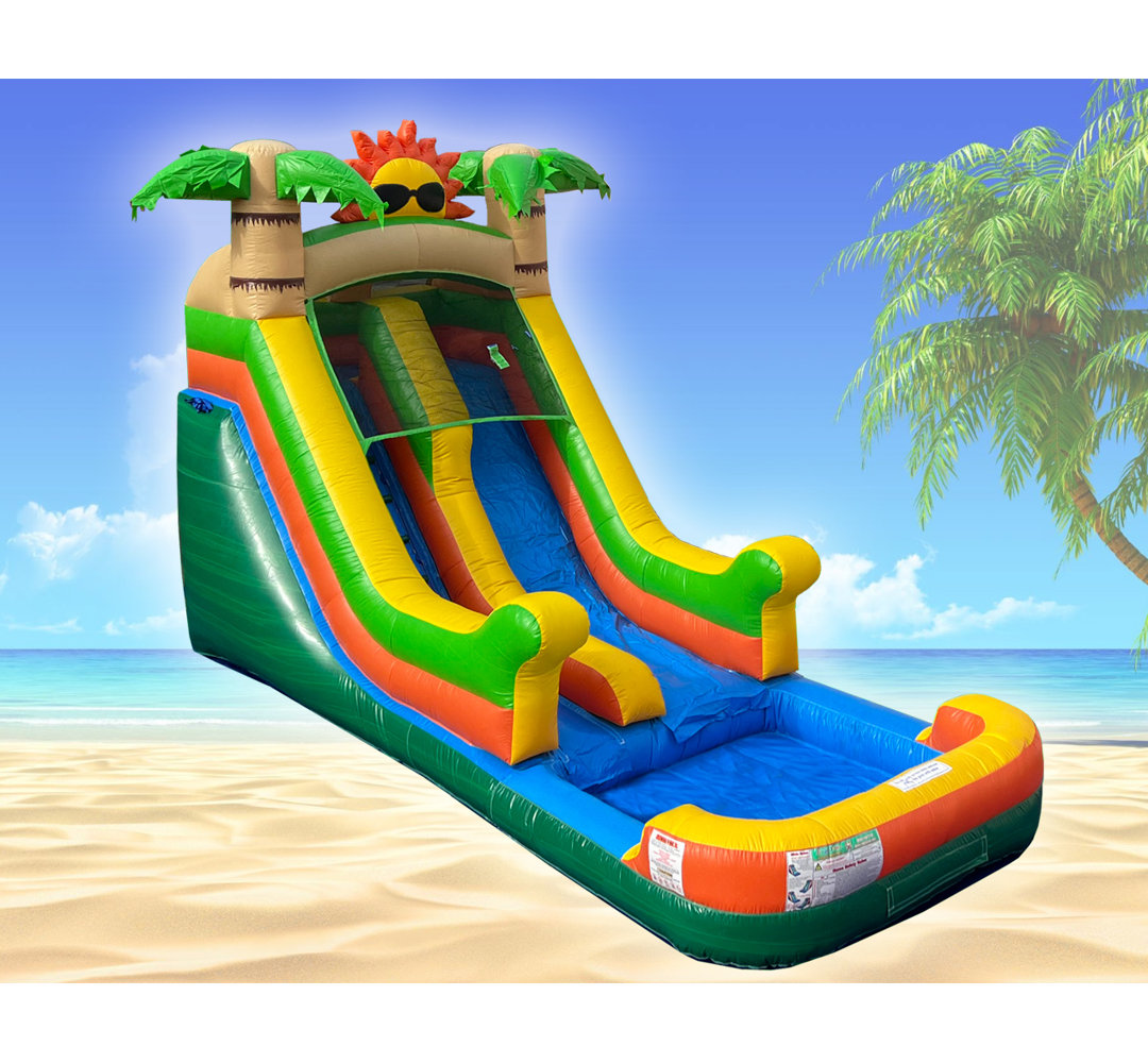 13' H x 20' L Inflatable Tropical Water Slide Jingo Jump