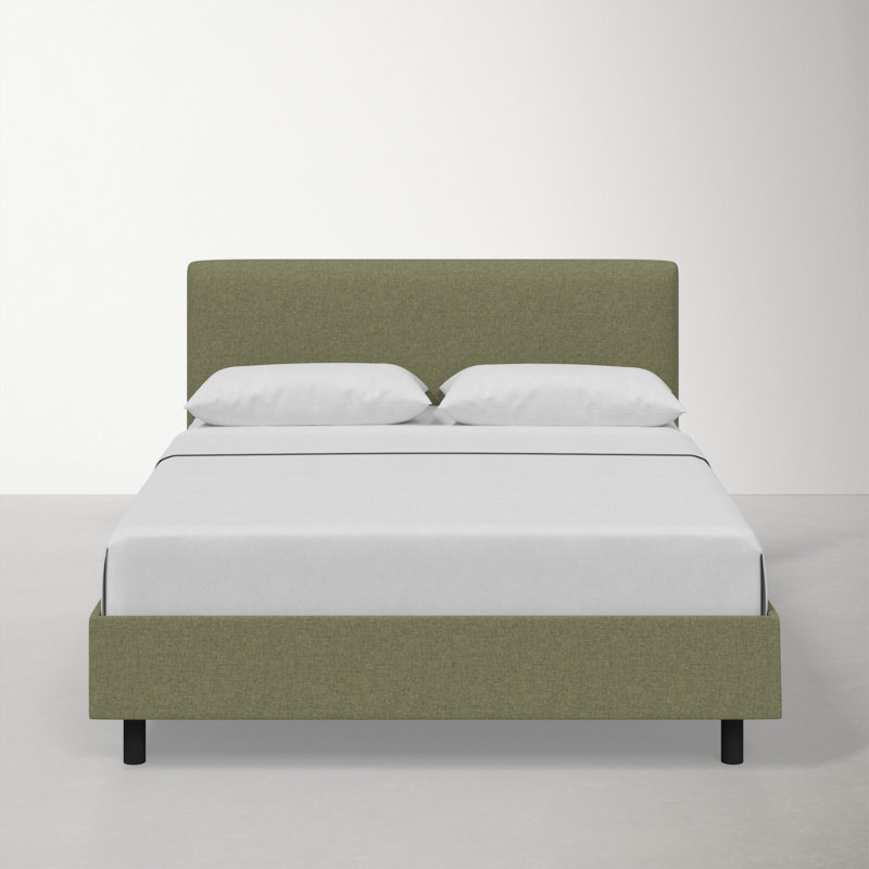 Eisley Upholstered Platform Bed, California King, Zuma Laurel Textured Linen