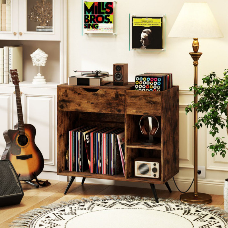 Support pour tourne-disque avec prise de courant