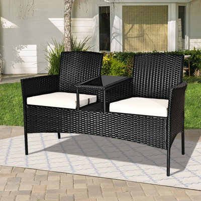 Outdoor Rattan 54.5'' Wide Conversation Furniture Set With Table