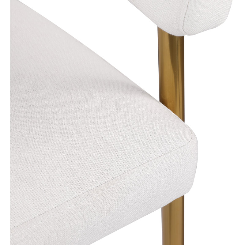 Kleanthi Linen Textured Fabric Dining Chair, Cream Linen Textured Fabric
