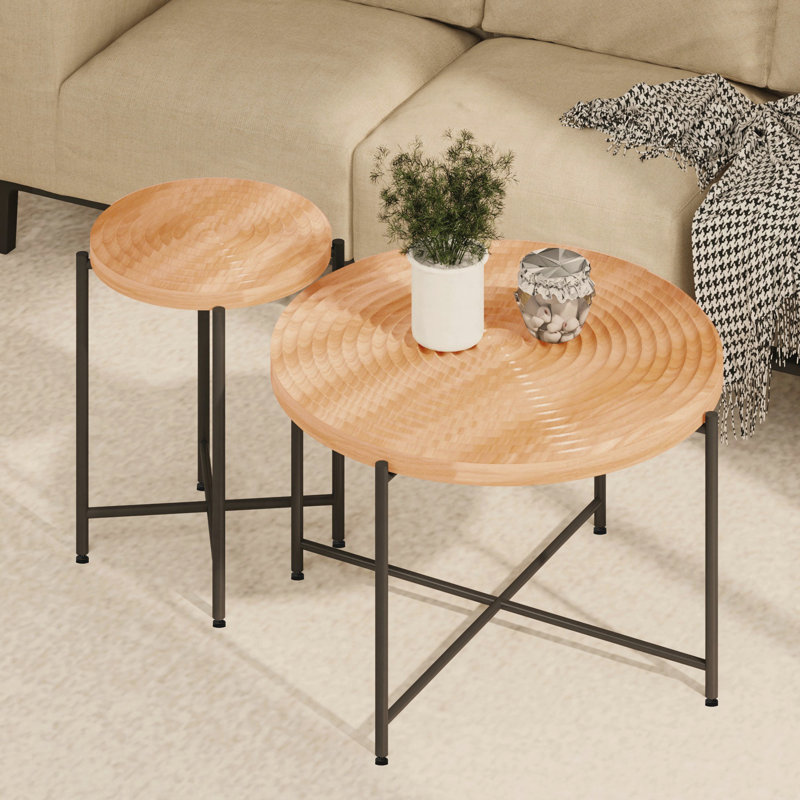 Ensemble de 2 tables basses et tables de bout - Panneau de fibres à densité moyenne imperméable avec housse en PVC