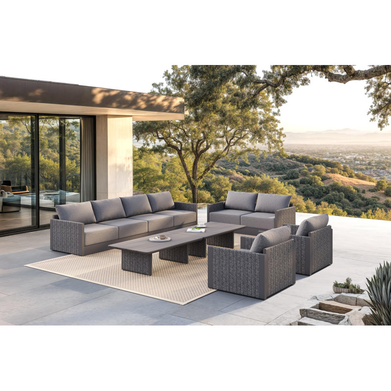 Patio Furniture Set 10 Pieces Patio Seating Sofas, Aluminum Furniture Outdoor Couch Sectional Set with Cushions and Aluminum Table Patio Conversation Sets Gray
