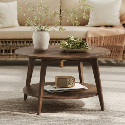 Maklena Coffee Table With 2-Tier Storage Shelves