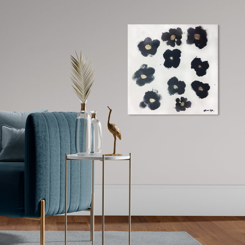 Coco's Gold Camellias - Graphic Art, 20" H x 20" W, Wrapped Canvas, No Mat