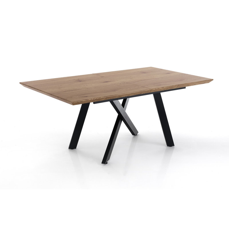 Amaka Extendable Oak Metal Base Dining Table