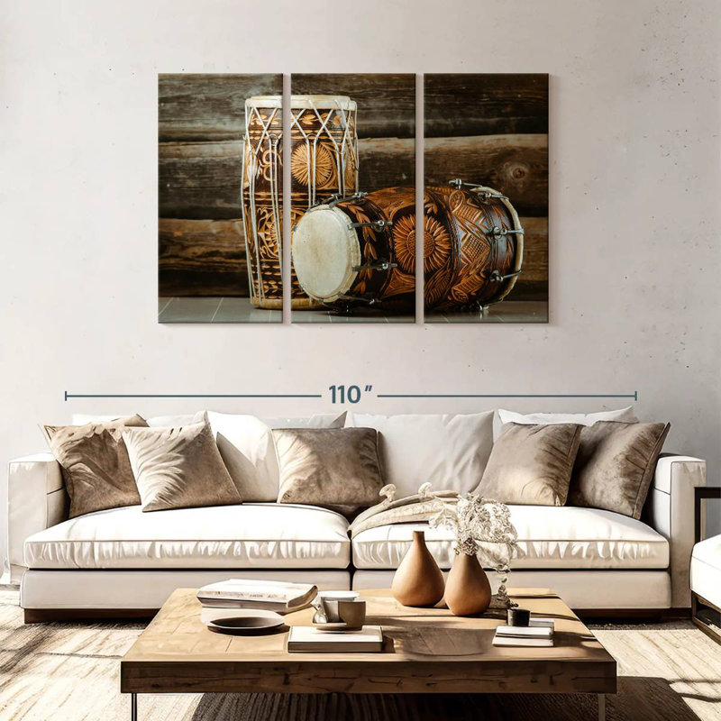 Abarca Indian Dholak Drums, 48" H x 74" W