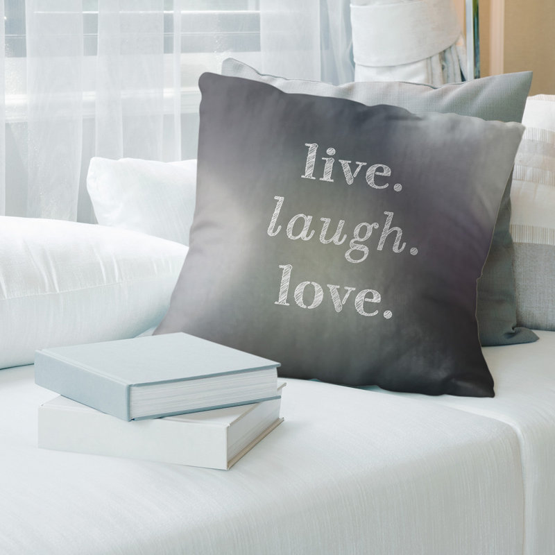 Housse de coussin d’amour à rire live, 20 po x 20 po, Noir / Blanc