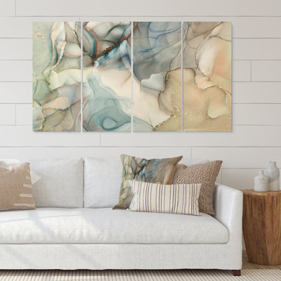 " Gray Tender Liquid Art I " 4 - Pieces