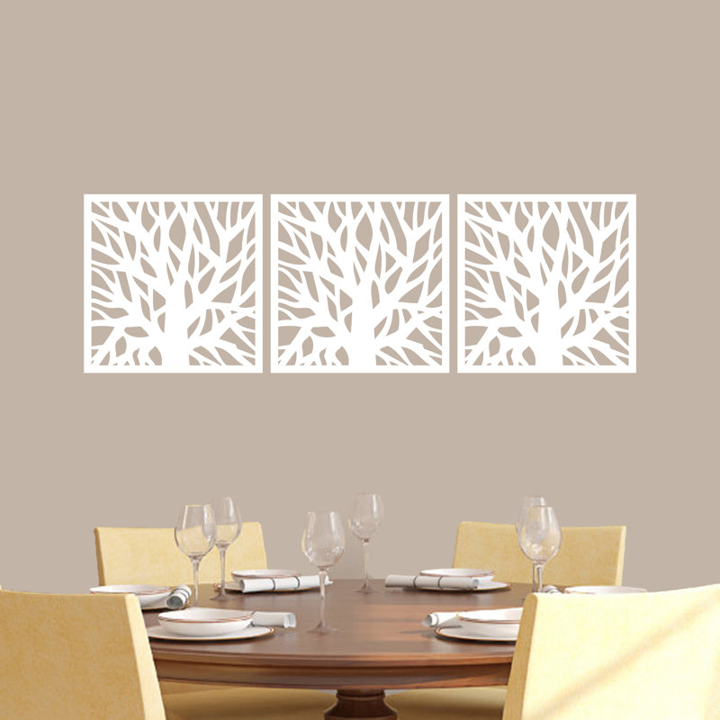 Adhésif décoratif carrés de branche d'arbre Antoine, blanc