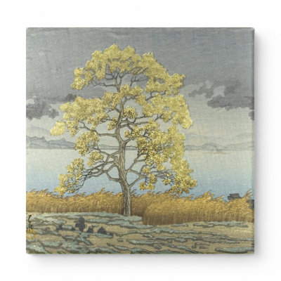 Automne au lac Biwa - art mural carré sur toile