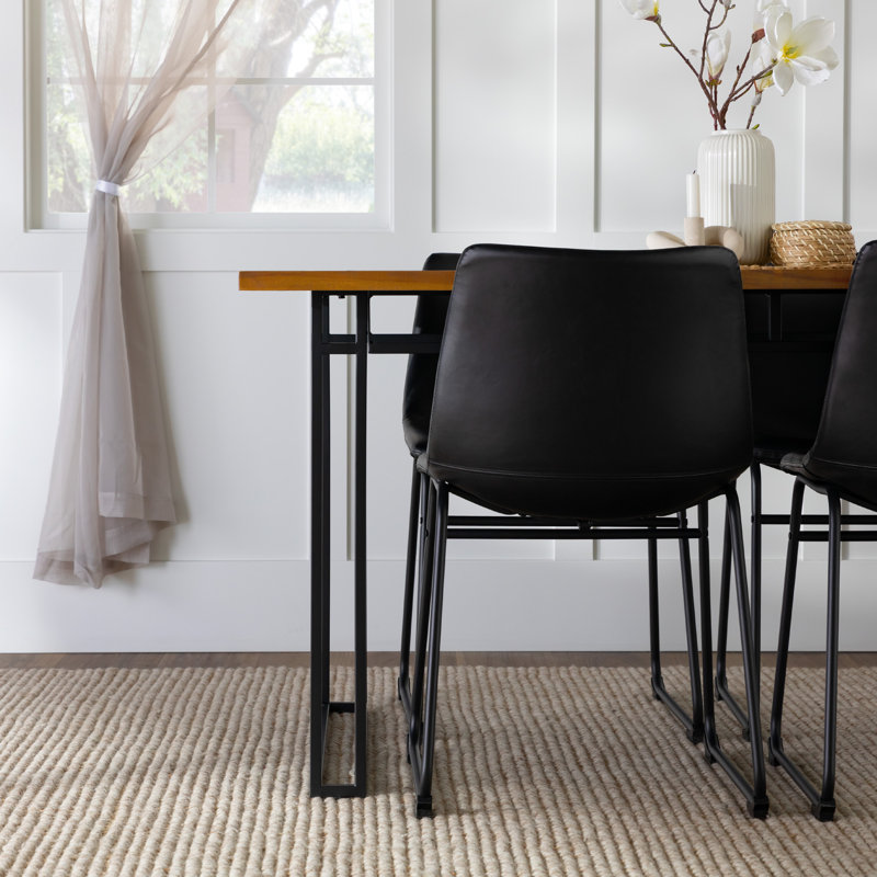 Metal Base Dining Table, Walnut