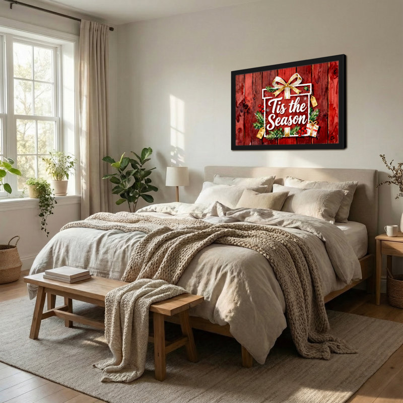 «Christmas Tis The Season Holiday», plaque de bois, H 16 po x l 24 po