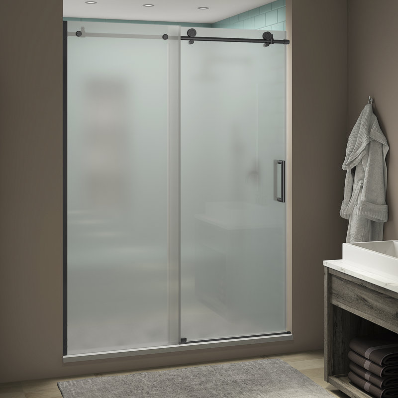 Porte de douche coulissante simple sans cadre Coraline XL l 64 x H 80, Noir
