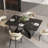 63''-94.5'' Extendable Rectangular Sintered Stone Dining Table Steel Legs, Black Modern Dining Table with Adjustable Foot Pads Seat 6-8