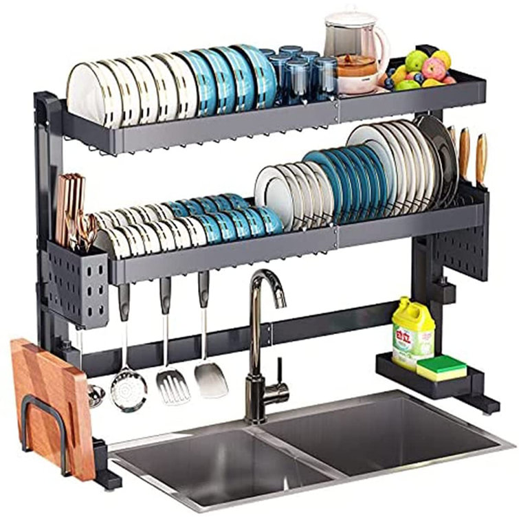 LGHM Stainless Steel Adjustable 2 Tier Dish Rack