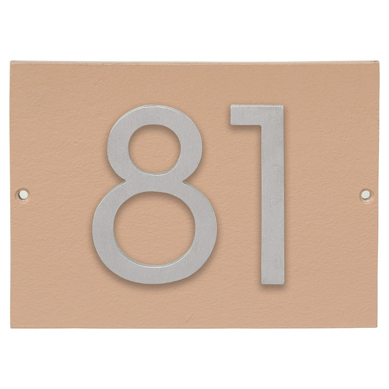 Plaque d’adresse murale sur 1 ligne flottante, Taupe, Aluminium brossé, Oui